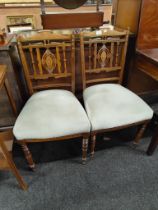 PAIR OF ROSEWOOD INLAID CHAIRS