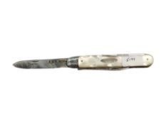 SILVER AND MOTHER OF PEARL PEN KNIFE