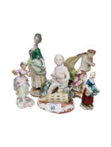 QUANTITY OF ANTIQUE PORCELAIN FIGURES