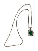 JADE & CRYSTAL PENDANT ON SILVER CHAIN