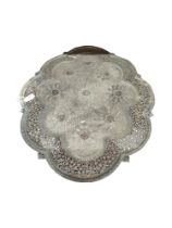 ANTIQUE ASIAN/CONTINENTAL MIXED METAL TRAY 64CM X 52CM
