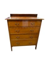 EDWARDIAN INLAID & CROSSBRANDED 4 DRAWER CHEST