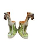 PAIR VICTORIAN STAFFORDSHIRE GREYHOUNDS - PERFECT CONDITION