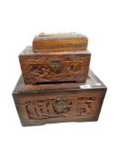 3 ANTIQUE CARVED ORIENTAL BOXES