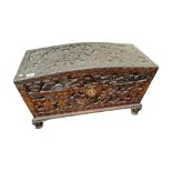 ANTIQUE HEAVILY CARVED CAMPHERWOOD CHEST