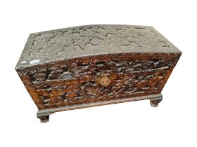 ANTIQUE HEAVILY CARVED CAMPHERWOOD CHEST