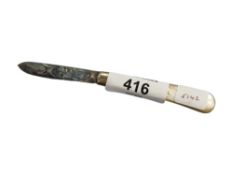 SILVER AND MOTHER OF PEARL PEN KNIFE