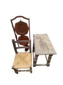 ANTIQUE CHILDS CHAIR, JOINT STOOL & CAKE STAND