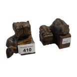 PAIR OF EARLY SOAPSTONE FOO DOGS