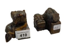 PAIR OF EARLY SOAPSTONE FOO DOGS