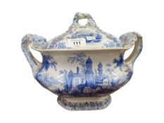 ANTIQUE BLUE & WHITE TUREEN & LID