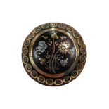 TORTOISESHELL BROOCH GOLD AND SILVER INLAY