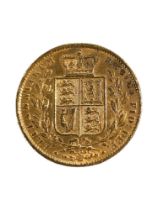 GOLD FULL SOVEREIGN VICTORIAN BUN HEAD SHEILD BACK 1872