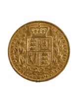 GOLD FULL SOVEREIGN VICTORIAN BUN HEAD SHEILD BACK 1853