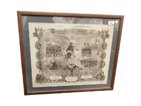 ORIGINAL FRAMED WWI FRENCH CERTIFICATE /POSTER