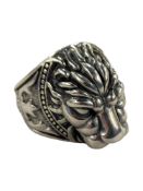 SILVER LION HEAD RING