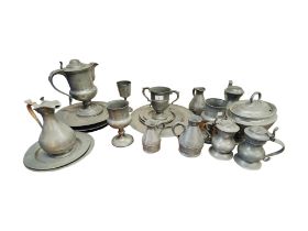 LARGE QUANTITY ANTIQUE PEWTER