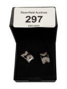PAIR OF SILVER AND DIAMOND EARRINGS