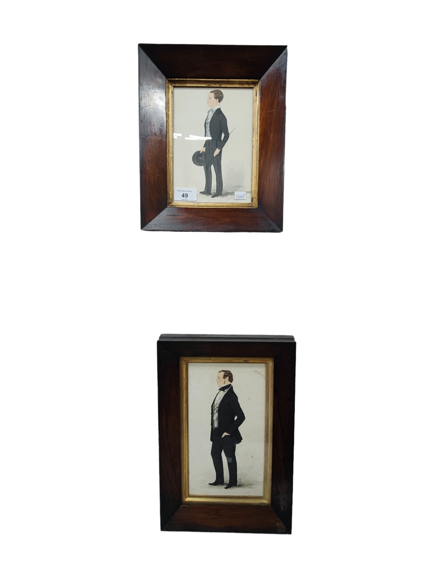 PAIR OF VICTORIAN WATERCOLOURS IN ROSEWOOD FRAMES - GENTLEMEN