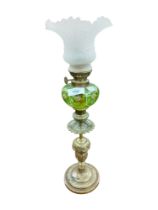 VICTORIAN GREEN PEG LAMP & SHADE