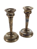 PAIR OF SILVER CANDLESTICKS - BIRMINGHAM 6" TALL