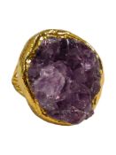 LARGE AMETHYST CRYSTAL SET RING