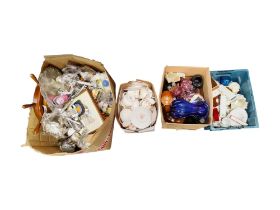 LARGE QUANTITY ORNAMENTS, GLASSWARE AND CHINA CONTAINED IN 4 BOXES