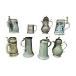 SHELF LOT OF BEER STEINS