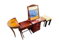 2 LAMP TABLES, HALL TABLE, 2 DRAWER CHEST AND STANDARD LAMP