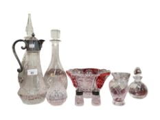 2 DECANTERS AND CLARET JUG AND QUANTITY OF CUT GLASS