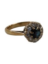 9 CARAT YELLOW GOLD SAPPHIRE & DIAMOND RING WITH 0.25 CARAT DIAMONDS