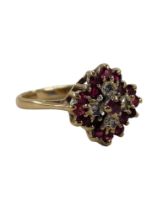 9 CARAT YELLOW GOLD RUBY & DIAMOND RING