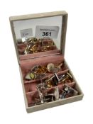 BOX OF CUFF LINKS TO INCLUDE PENNY STAMPS