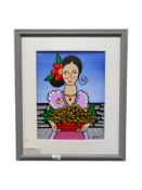 GEORGE SMYTH OIL ON BOARD - MEXICAN FLOWER LADY