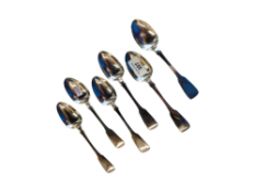 SET 6 IRISH SILVER DESSERT SPOONS - DUBLIN 1879