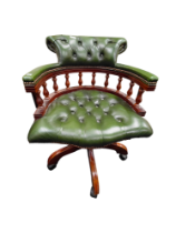 GREEN LEATHER CAPTAINS CHAIR