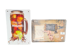 2 TIN SIGNS CAPTAIN MORGANS & JACK DANIELS