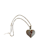 SILVER GEM SET HEART PENDANT ON SILVER BOX LINK CHAIN