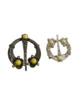 2 X CELTIC TARA BROACHES SET WITH CONNEMARA MARBLE