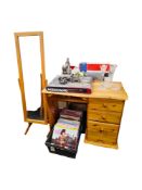 PINE DRESSING TABLE AND CHEVAL MIRROR
