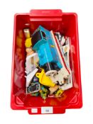 BOX OF MODEL CARS AND TOYS