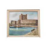 DAVID LONG - OIL ON CANVAS - CARRICKFERGUS CASTLE 61 X 51CM