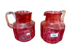 PAIR OF VICTORIAN RUBY JUGS PERFECT CONDITION