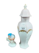 LIMOGES BIRD FIGURE AND VASE & LID