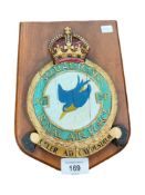ROYAL AIR FORCE MILITARY PLAQUE