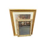 LARGE GILT PICTURE AND MIRROR