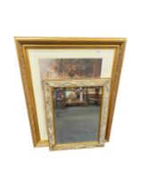 LARGE GILT PICTURE AND MIRROR