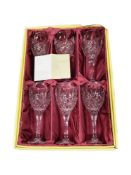 BOXED SET OF 6 GALWAY CRYSTAL HOCK GLASSES