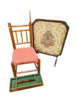 ANTIQUE CHAIR AND FIRESCREEN