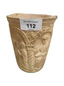 INTERESTING ANTIQUE RELIGIOUS CERAMIC POT/VASE